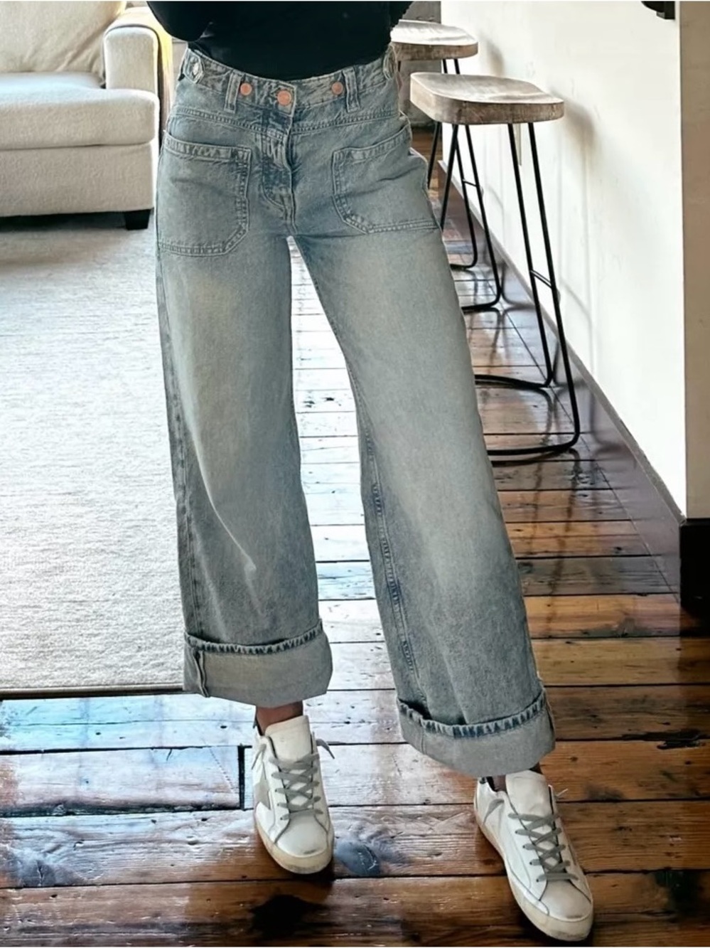 Free People Palmer Cuffed Baggy Jean